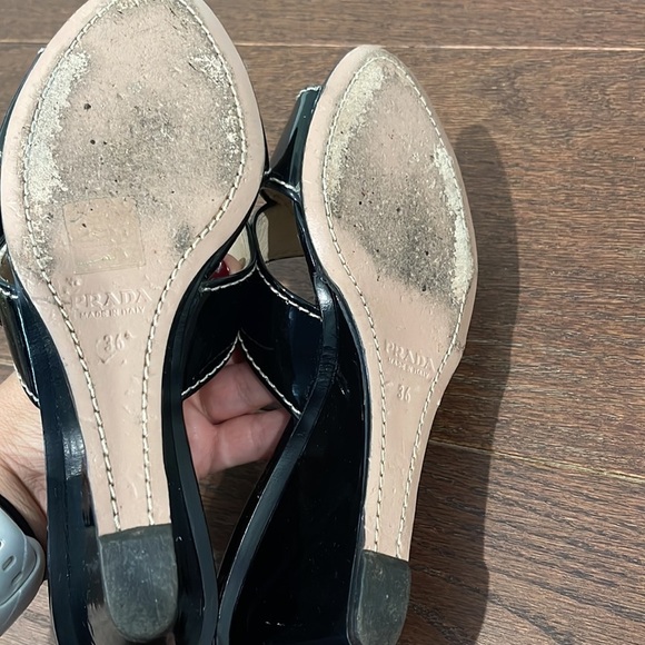 Prada Women’s Black Patent Leather Wedge Size 6 - Picture 5 of 6